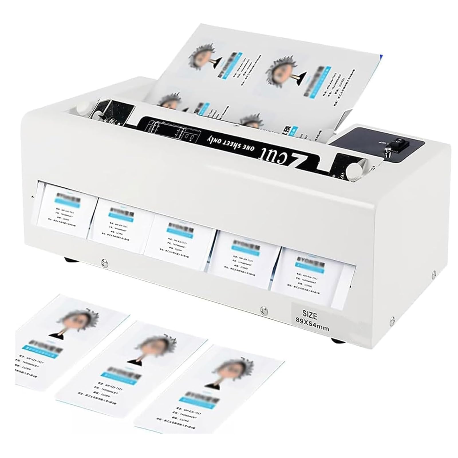BOOZXCV Electric Business Card Cutting Machine - Adjustable Margin 9-12mm, Cuts 30 Pieces/min, Automatic Sensing for Office and Print Shop Use