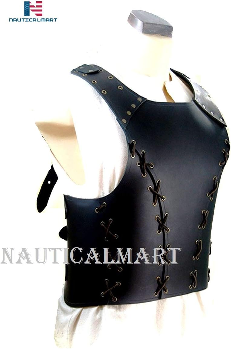 NauticalMart Borge Breastplate - Leather Armor for LARP Black Body Armor Jacket