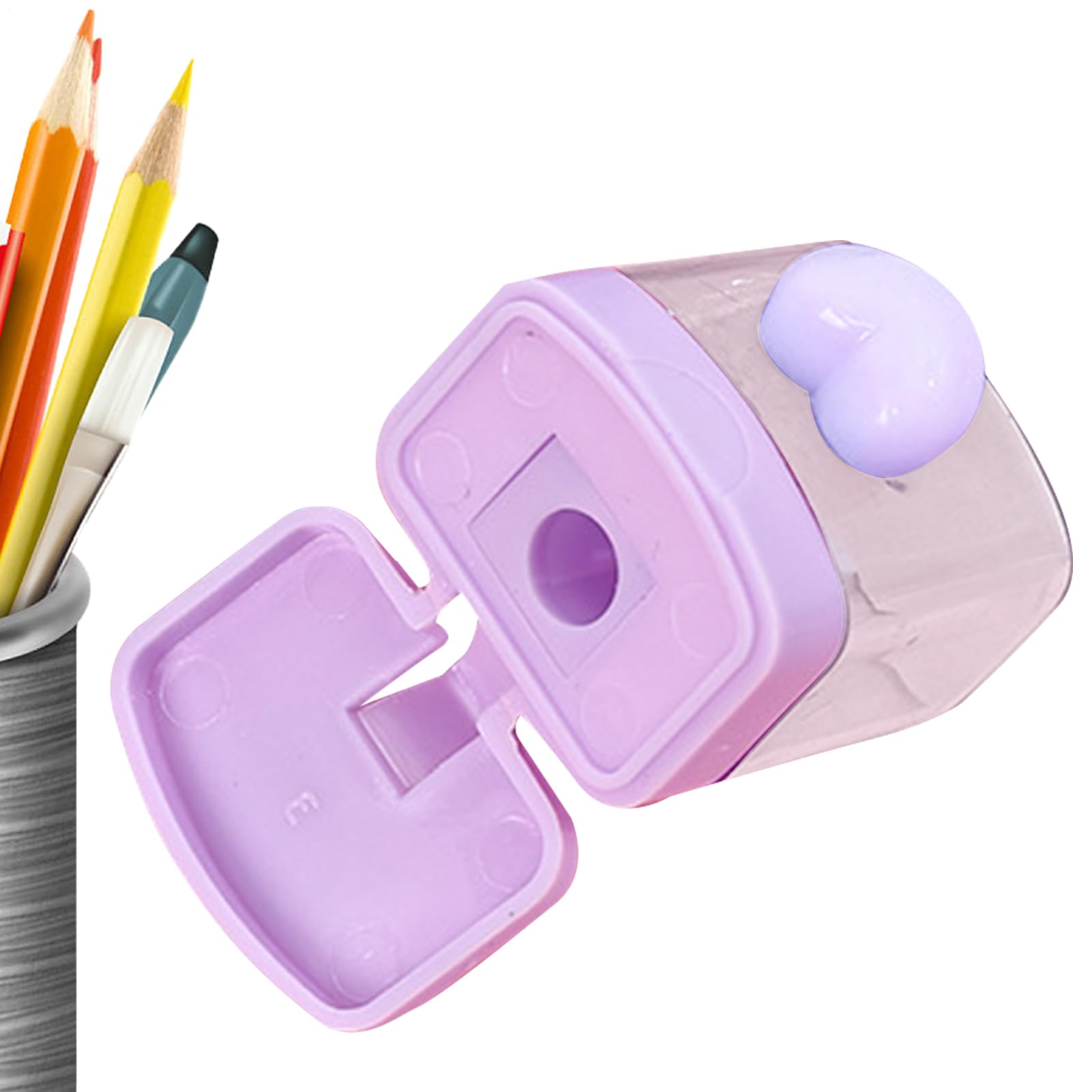 Temperamatite Manuale Doppio Foro Portatile con Coperchio Colorato | Temperamatite per matite colorate Per Scuola, Bambini, Classe, Artisti, Uffici, Casa, Disegno, Asilo, Trucco, Viaggio,
