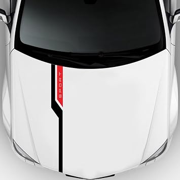Car Hood Sticker Auto Racing Sport Stripes Sticker Waterproof Vinyl Graphics Decorative Decal for Cars/Trucks/SUVs Black-Red