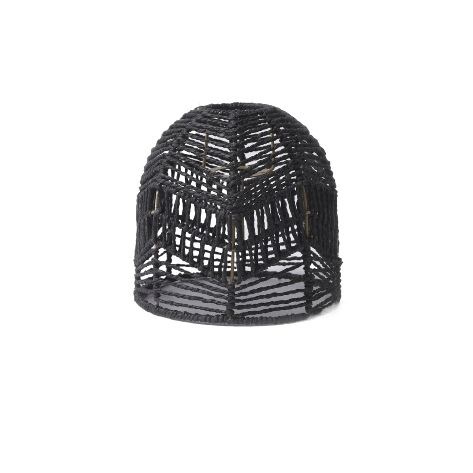 HKYBCF Lamp Shade Lantern Pendant Lamp Rattan Wicker Hand-Woven Lampshades Lighting Fixtures Hanging Light for Bedroom(Black)