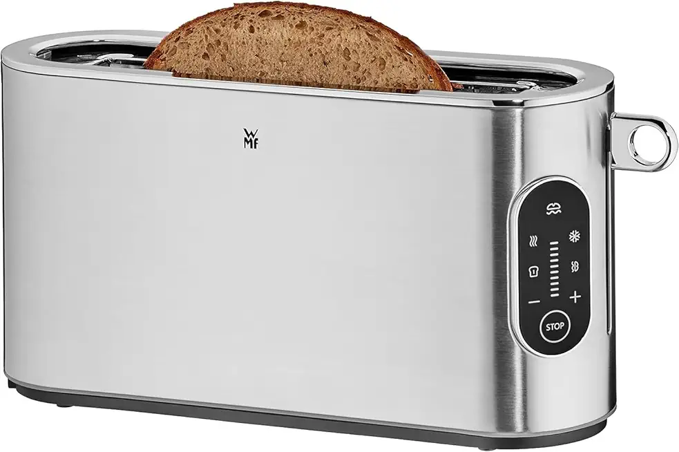 WMF Lumero Toaster 2 Scheiben, Langschlitz mit Brötchenaufsatz, XXL, Einseitiges Toasten, 1-Scheiben-Taste, 10 Bräunungsstufen, Toaster edelstahl matt