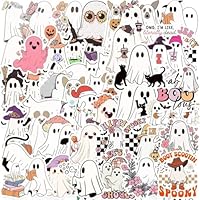 100PCS Ghost Stickers,Halloween Ghost Stickers Decals,Gifts for Kids Girls Teens Adults,Vinyl Waterproof Stickers for Water Bottle Laptop Computer Phone