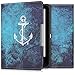 Produktbild kwmobile Hülle kompatibel mit Tolino Vision 1/2 / 3/4 HD - Kunstleder eReader Schutzhülle - Anker Landkarte Weiß Blau