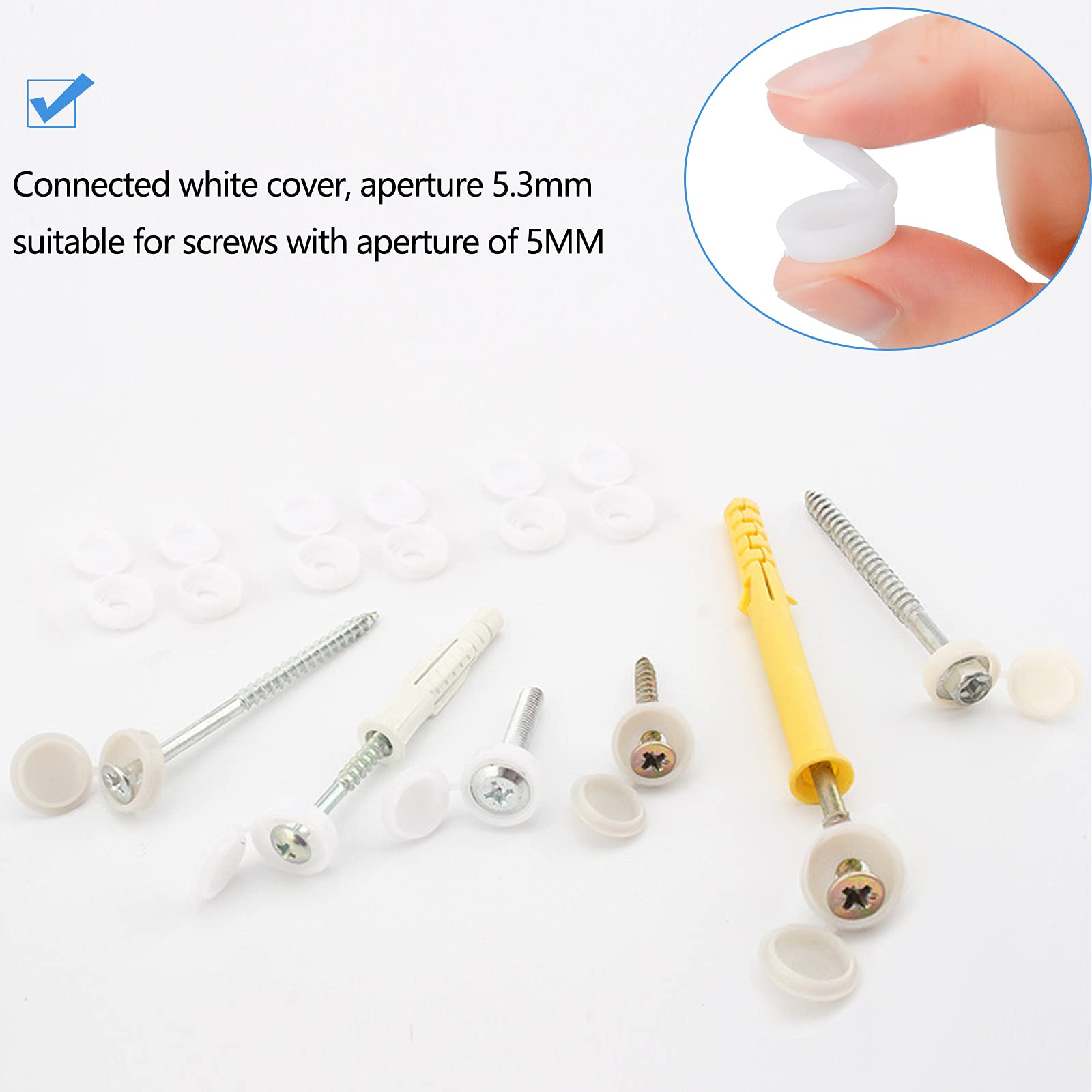 Tappo Plastica 60 Tappi Copriviti Per Mobili - Nero, Diametro 5mm, Con Cerniera, Facili Da Installare Tappi Coprivite Bianchi