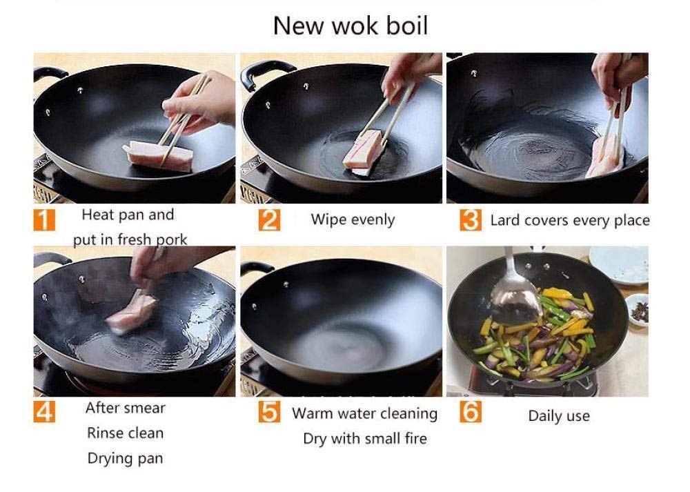 Woks Iron Wok Performance Woks Orejas Iron Wok Con Dos Asas Sin Recubrimiento,36CM