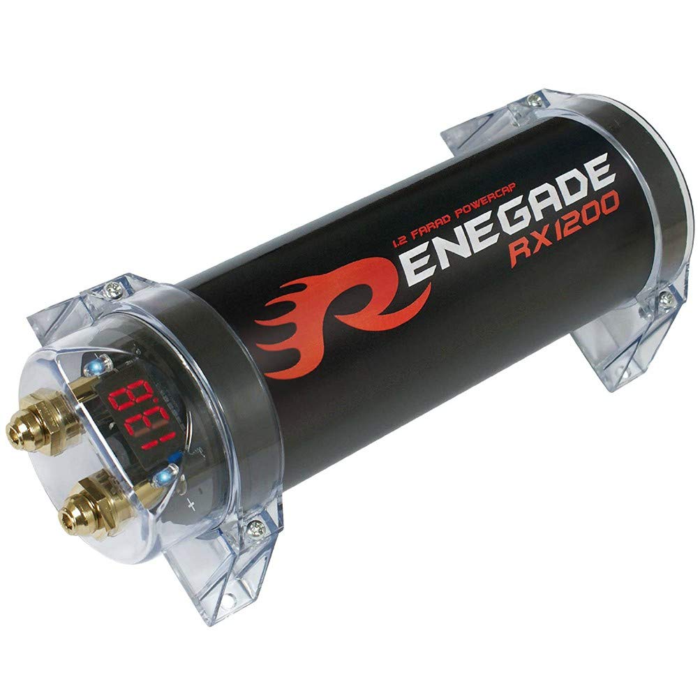RENEGADE RX1200 Power Cap condensateur Audio 1,2 Farad pour systèmes jusqu'à 1200 Watts rms 1 2 3 4 5 10 condensateur Voiture spl Noir, 1 pièce