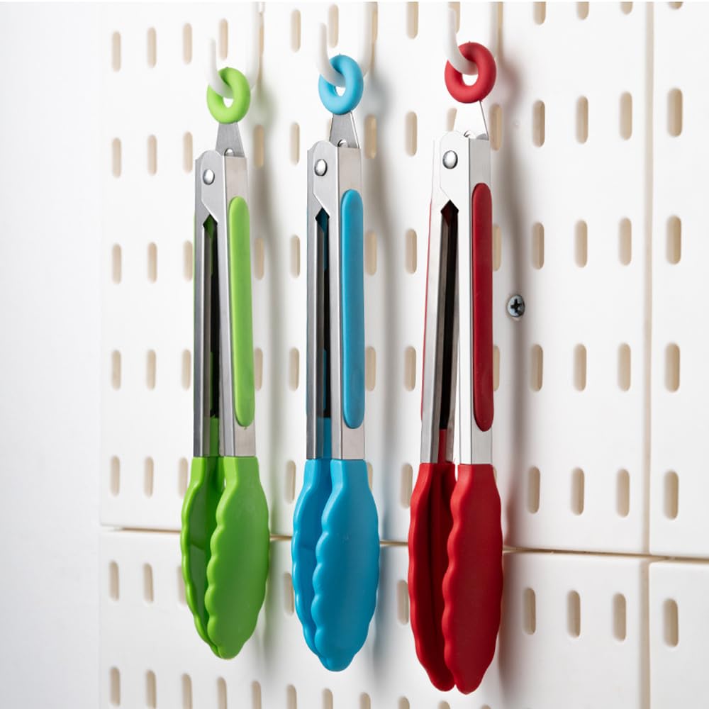 2 stuks grilltang, keukentang, roestvrij staal met siliconen punten, barbecue, koken, grillen, vergrendeling, siliconen vleestang, kooktang, serveertang, 27/34 cm