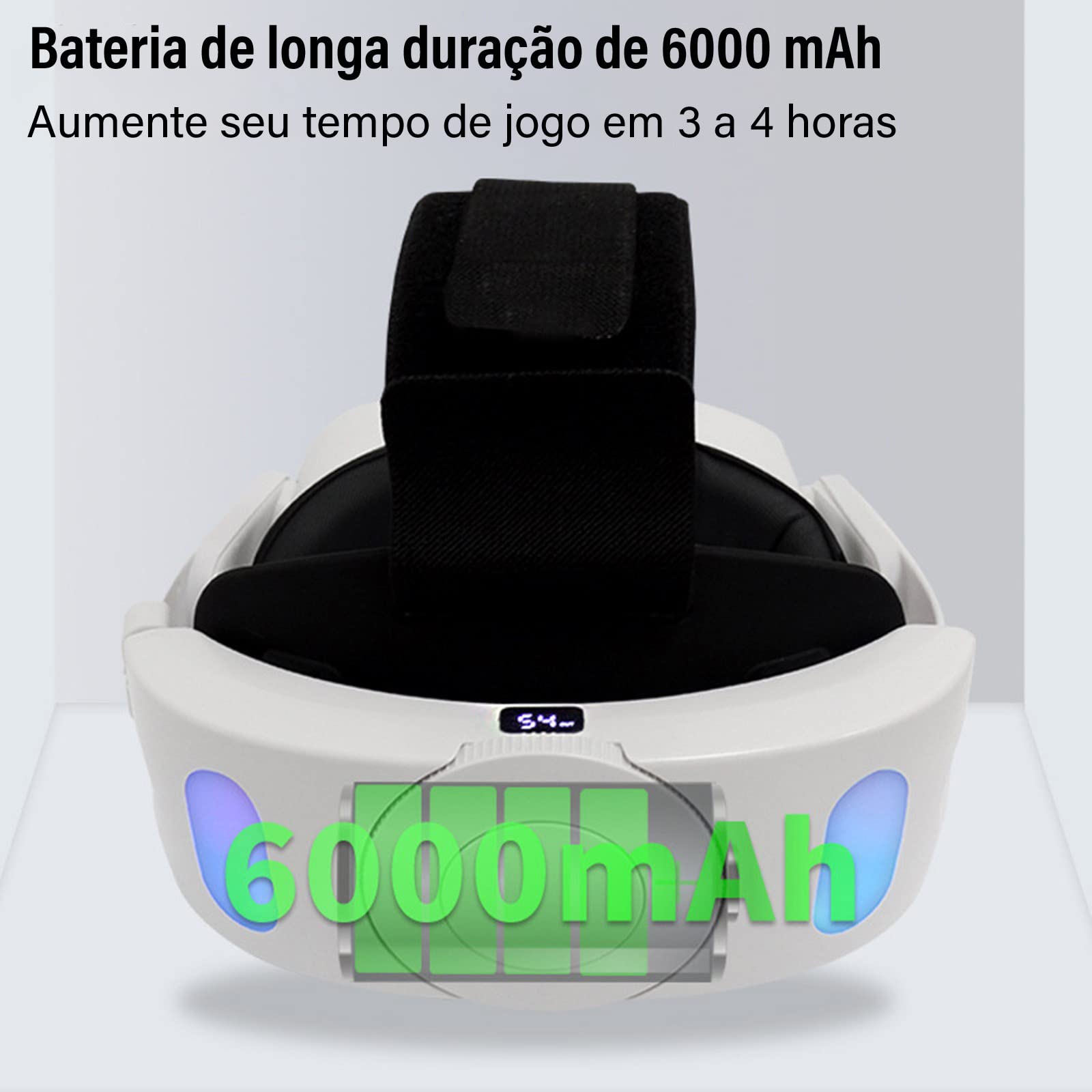 Elite Opaska Z Baterią Do Oculus Quest 2, Regulowana Opaska Na Głowę I Bateria 6000mAh, Lampka Oddechowa RGB, Poprawiają Wrażenia Z Gry I Zapewniają Wygodne Akcesoria VR Dla Dzieci I Dorosłych.