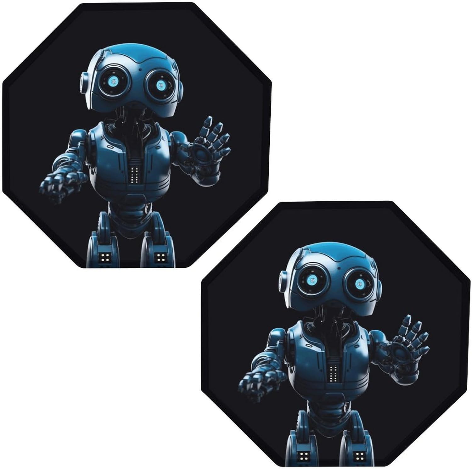 Ctagon Metal Sign for Home, Modern Display Plate for Kitchen, Blue Robot Plates Accent Hanging Wall Decorations 3PCS for Living Room, Bedroom, Hallway, Hotel