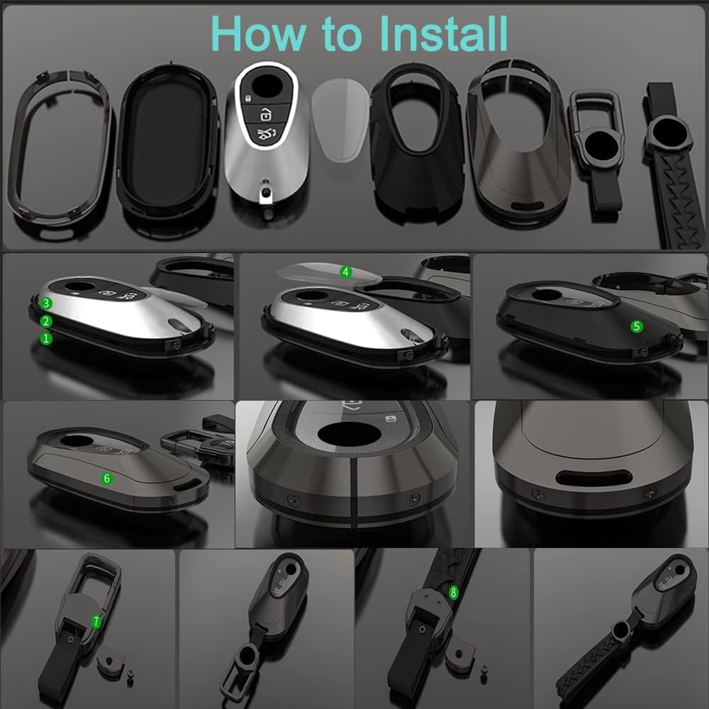 Alloy Metal Key Fob Cover,Compatible with Benz S-Class G-Class E-Class 2020-2022 - Image 7