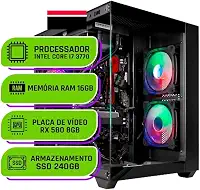 PC Gamer Alligator Shop Intel Core i7 3770, Radeon RX 580 8GB, Memoria 16GB DDR3, SSD 240GB, Preto Black