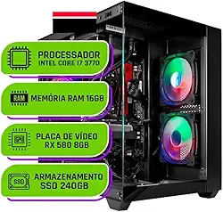 PC Gamer Alligator Shop Intel Core i7 3770, Radeon RX 580 8GB, Memoria 16GB DDR3, SSD 240GB, Preto Black