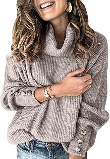 Sponsored You’re seeing this ad based on the product’s relevance to your search query.Learn more about this advertisement Wenrine Women's Turtleneck Pullover Oversized Winter Long Sleeve Knitted Jumper Casual Warm Jumper Loose Knitted Sweater with Metal Buttons