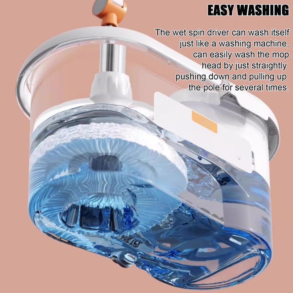 Cubo para fregona giratoria con Juego de escurridor - Trapeador Giratorio de 360° y Cubo Interior Desmontable para trapeador - 5 recambios de Cabezales de Microfibra