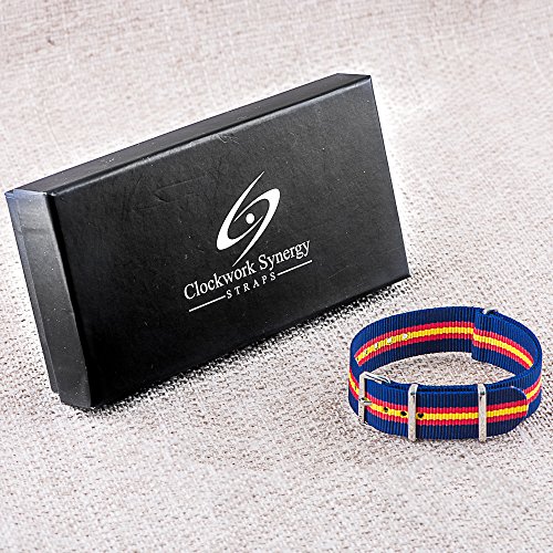 Image of Clockwork Synergy Classic Ballistic - 18mm Navy /Red /Yellow Nylon Ballistic Watch Strap Band