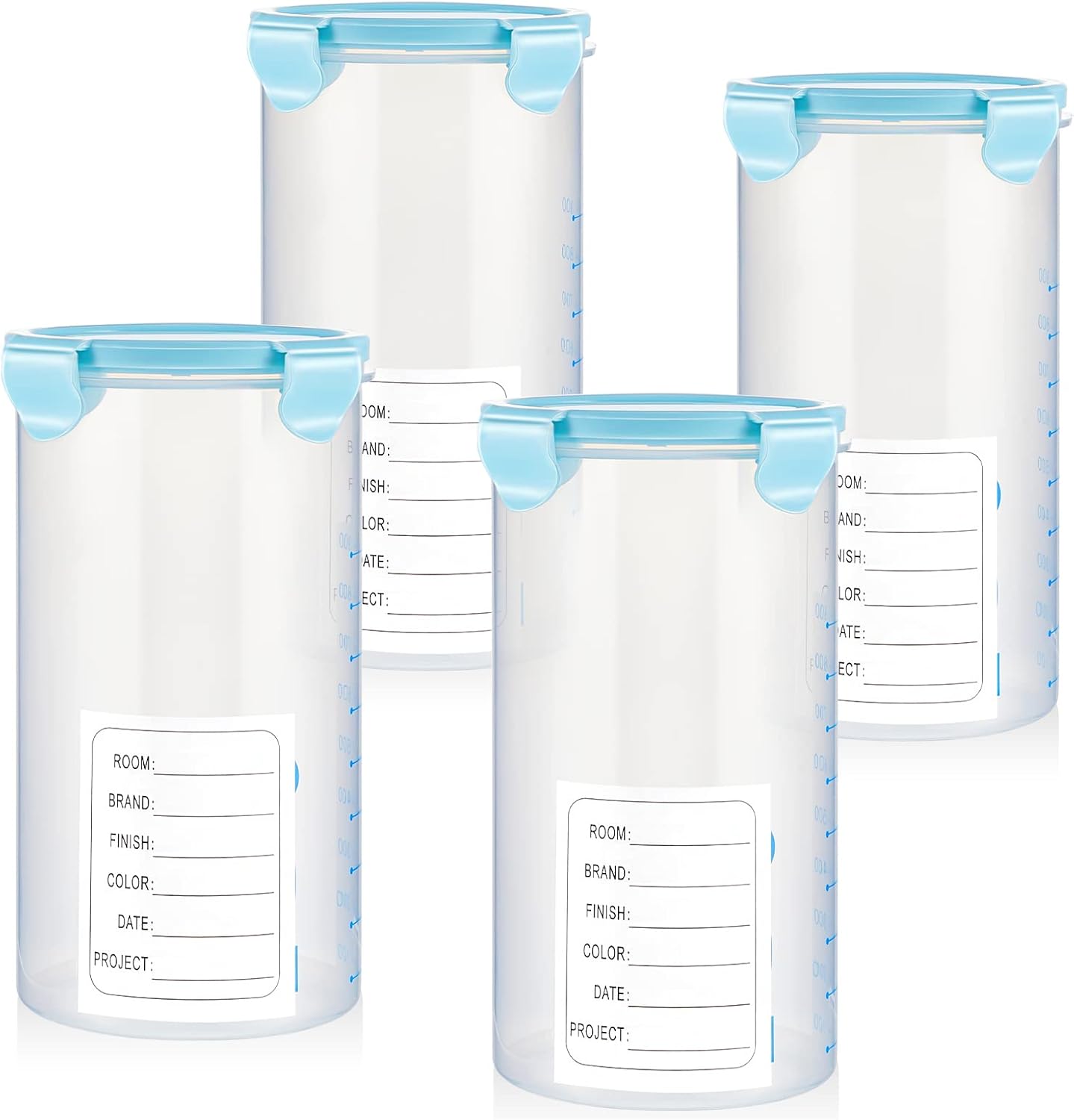 4 Pcs Plastic Paint Containers with Lids 50 oz Paint Storage Containers