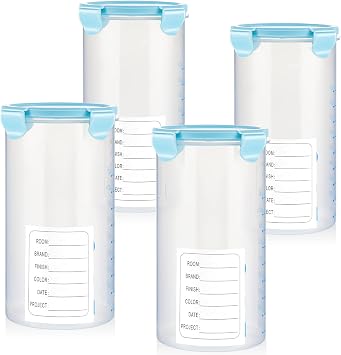 4 Pcs Plastic Paint Containers with Lids 50 oz Paint Storage Containers for Leftover Paint Cups with Lids Airtight Paint Holder Empty Paint Can, 1500ml