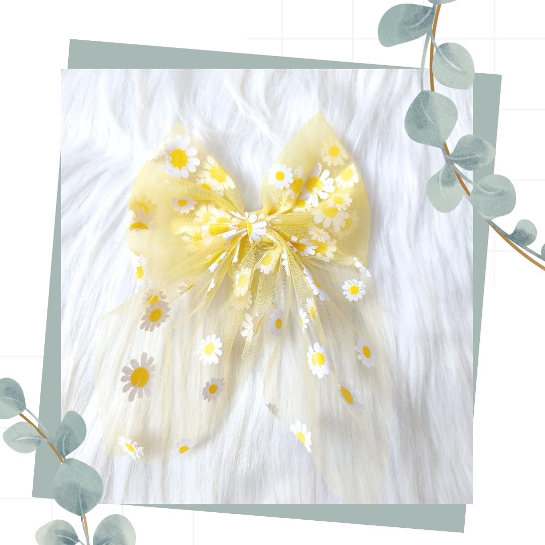 Daisy Net Hair Bow Clip - Yellow (M) (B0D66G3TDW) Amazon Price History, Amazon Price Tracker