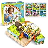 【Material Seguro y Duradero】 Este rompecabezas está hecho de madera natural, no tóxica e inodoro, con una superficie pulida de 360 grados y bordes lisos sin rebabas para proteger las manos pequeñas de su hijo, lo que lo hace adecuado para juegos a largo plazo.