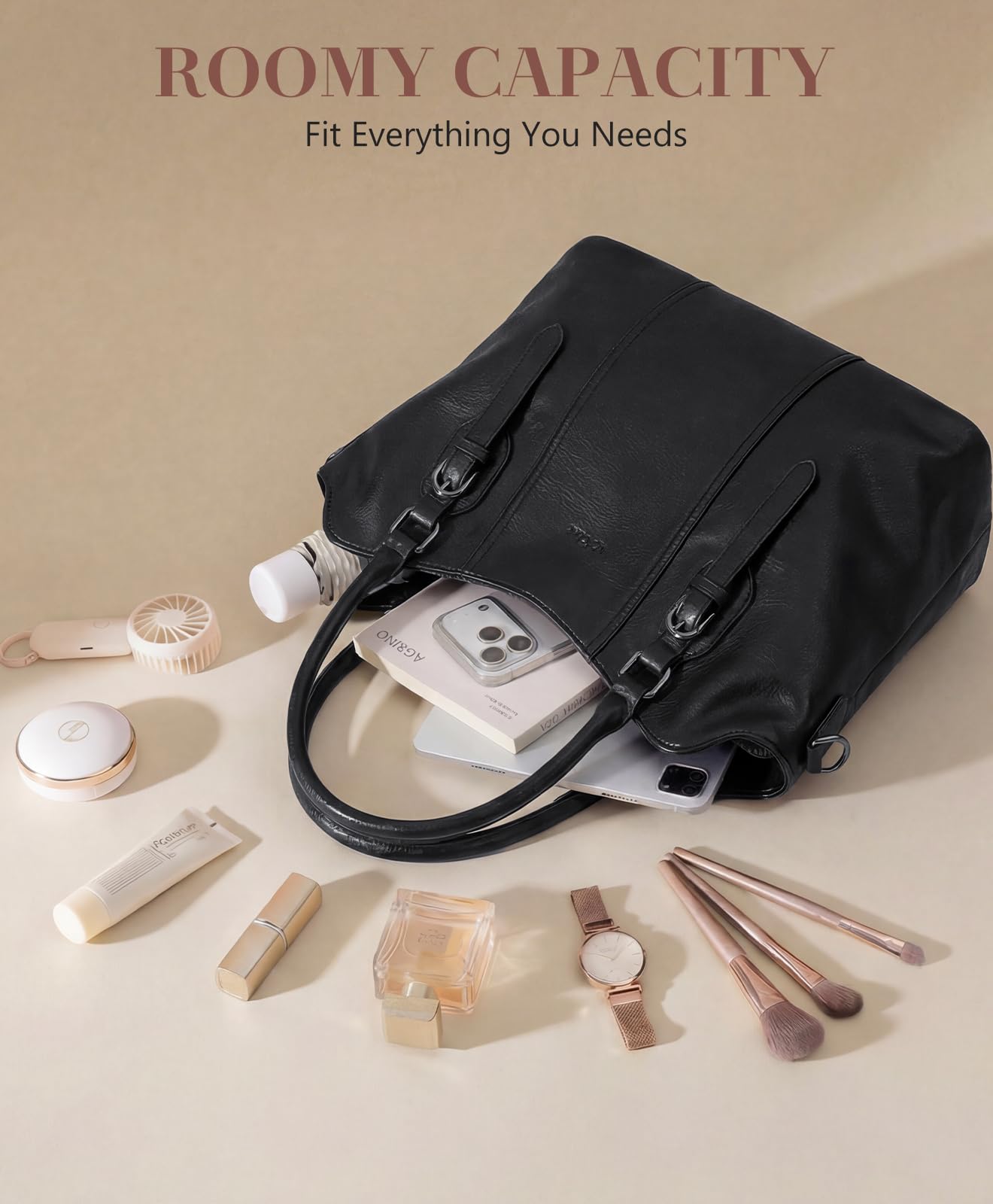 VASCHY Torby hobo dla kobiet, wegańska skórzana torba z górnym uchwytem, torebka na ramię, torebka z paskiem do gitary crossbody,