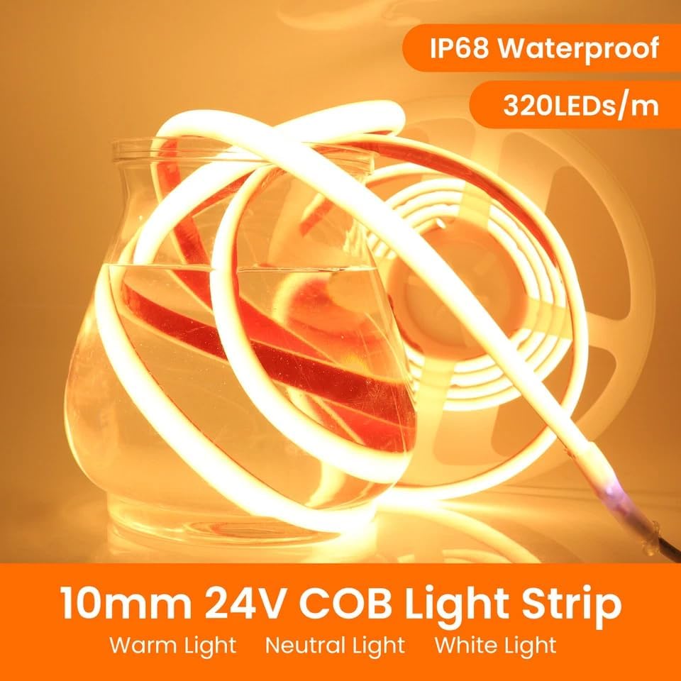 Image of 16.4 Feet Neon LED Strip Lights, with 12V Adapter, Waterproof IP65, Silicone Flexible Rope Light for Home Decor | Led Strip Lights | Neon Lights | Strip Lights | DIY | (Orange)