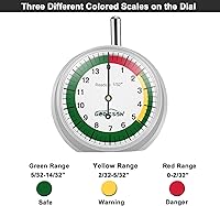 Vista 4 de GODESON Medidor de profundidad de banda de rodadura de neumáticos, calibre de profundidad de neumáticos tipo esfera en 32 grados, codificado por