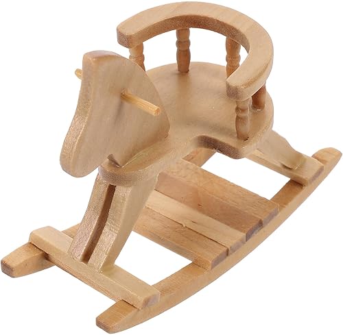 Silla mecedora en miniatura Escala 1:12 Caballo mecedor de madera Mini casa de caballo de caballo modelo casa de muñecas Accesorios para muebles