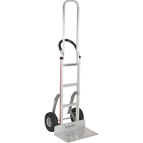 Magliner HMK119K2C5E Aluminum Hand Truck, Horizontal Loop Handle with Vinyl Sleeve, 20" x 12" Aluminum Extruded Plate, 500 lb Capacity