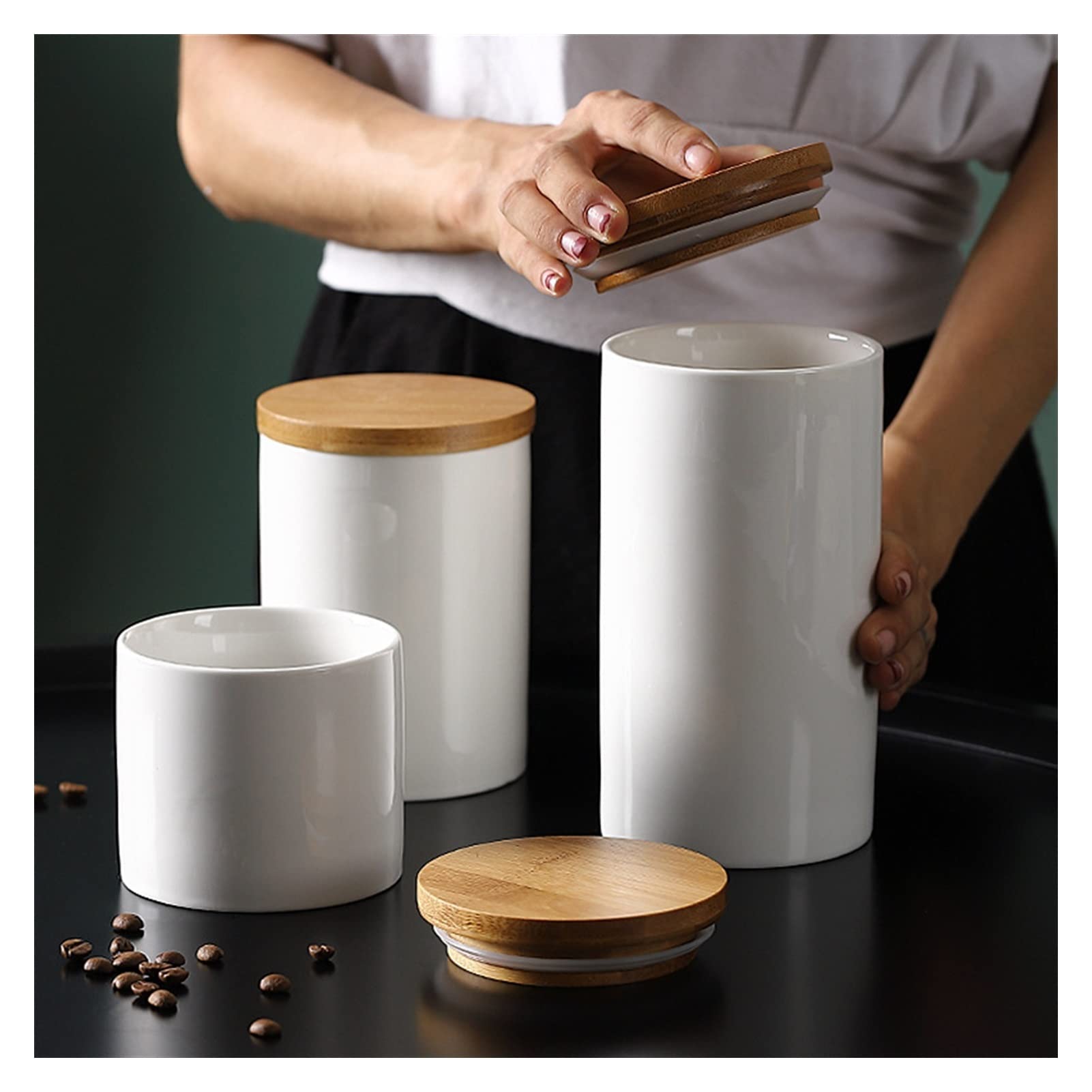 QINGGANGLING999 Kaffeedosen Keramikspeicherung kann Gewürze abdecken Jar Zucker-Kaffee-Container-Kasten Körner Nüsse Tank Küche Organizer Werkzeuge Home Supply Kaffeedose Luftdicht (Size : S)