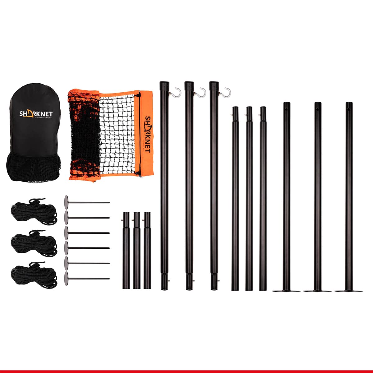 HAMMER 2 in 1 volleyballnetz SHARKNET - dreieckiges Volleyball Netz Set, höhenverstellbares Beachvolleyball Netz
