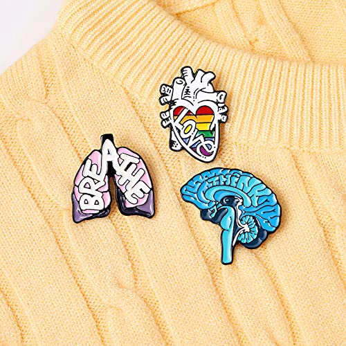 LIUJINCAN (3PCS) Unique Heart Brain Lung Enamel Medical Pin Set, Creative Anatomical Brooch Heart Lung Brain Nurse Lapel Pins Accessory for DIY Backpacks Clothes Jeans Hats Badge and Gift by LIUJINCAN - Image 6