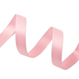 QIANF 3/8 Inch Double Face Satin Ribbon Pink Ribbon for Gift Wrapping Hair Bows Making Chair Sash Valentine\'s Day Wedding Birthday Party Invitation Decorations Floral Craft Sewing, 25 Yards