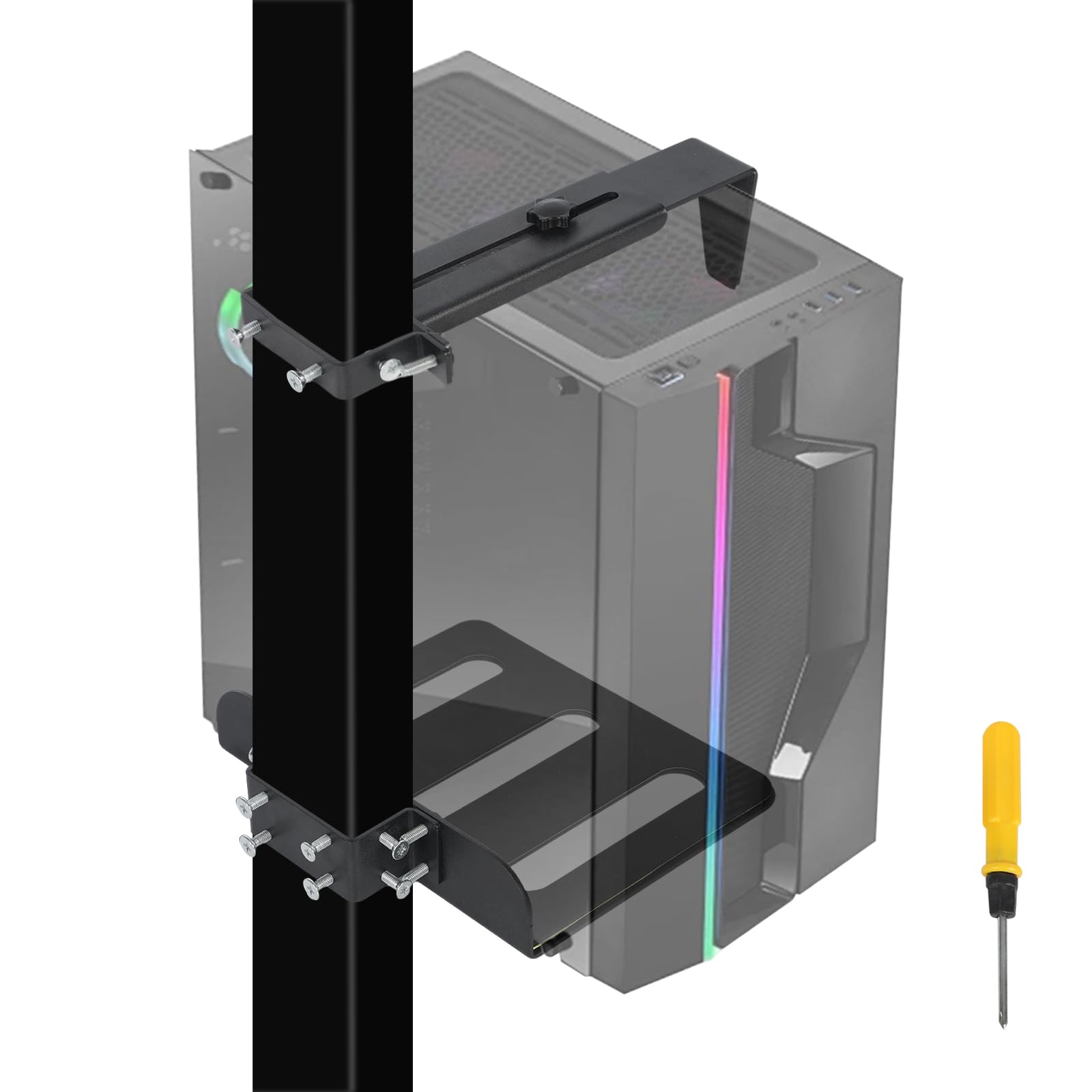 Supporto PC sotto scrivania, supporto da parete per PC per la maggior parte delle case del computer, supporto per computer resistente, senza foratura, altezza e larghezza regolabili, capacità 20 kg