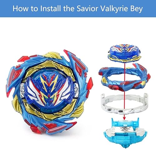 Miniatura 3 de Bey Battling - Lanzador de cuerdas, juego de lanzador de explosión superior Savior Valkyrie, lanzador de base de datos de giro izquierdo y derecho