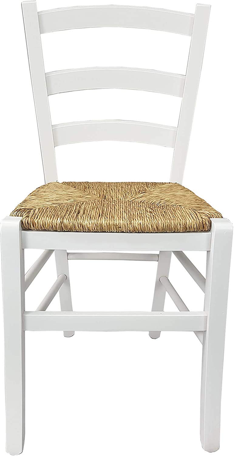 Set 6 Sedie Venezia Paesana In Legno Massello - Imbottita Beige, Laccata Bianca Per Cucina E Ristorante - Foto 8