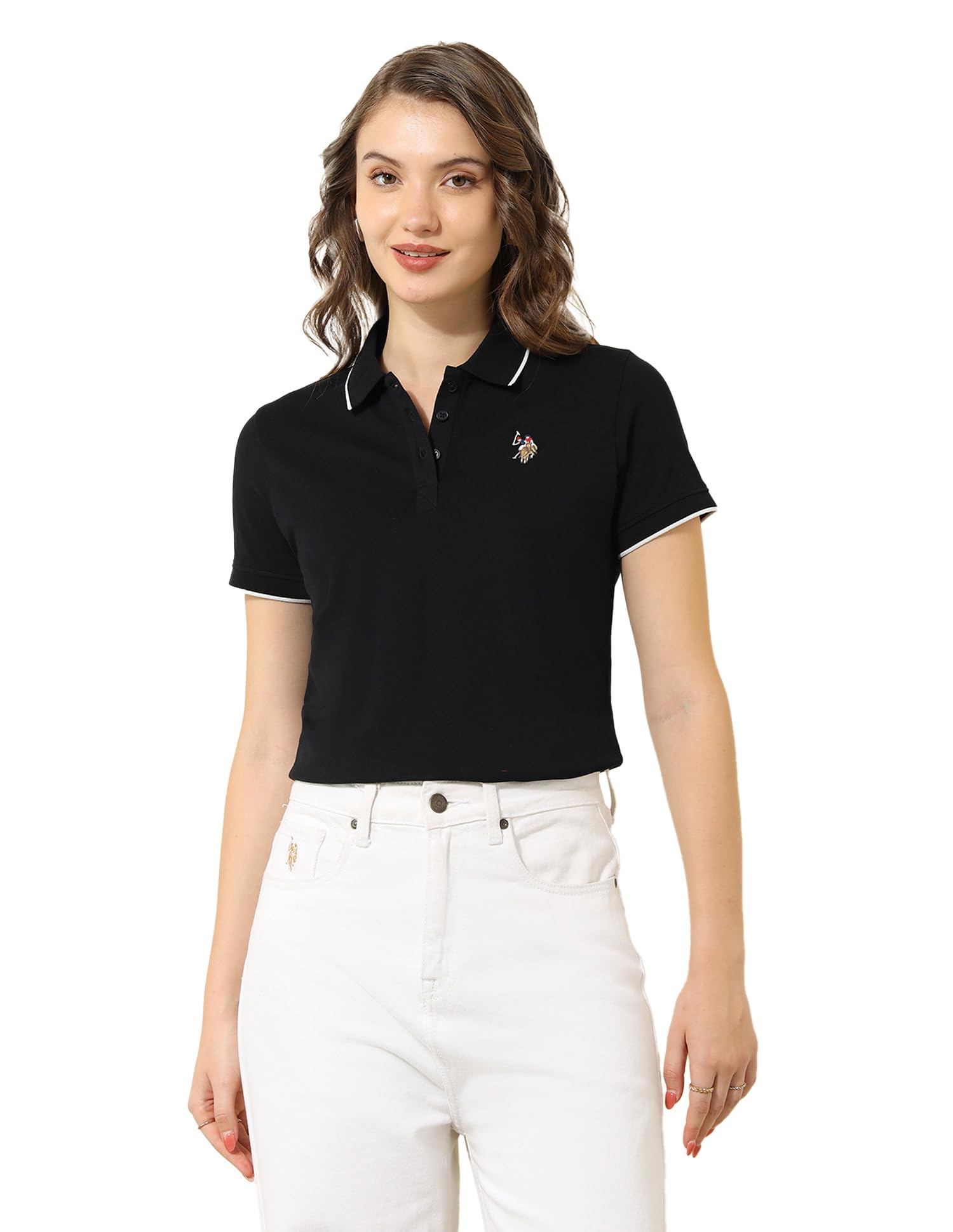 u.s. polo assn. Women's Cotton Solid Regular Fit Polo Shirt-picture-42