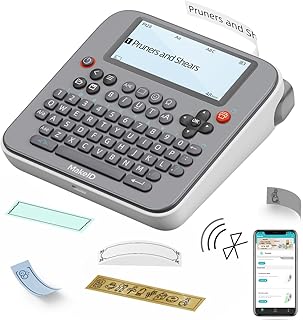 Makeid E1 Label Maker - Bluetooth Compatible Thermal Printer - QWERTY Keyboard Portable Label Maker, 3.4" Large LCD Screen - Prints 9/12/16mm Waterproof Label Tapes - Includes 13.3' Tape, USB Cable
