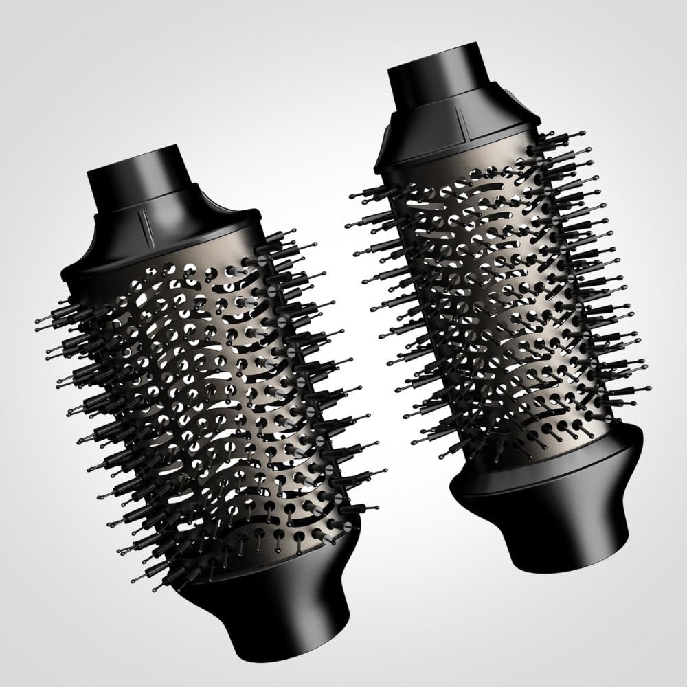 REVAMP Voluminizador y Estilizador de Aire Caliente 4 en 1 | 2 Cabezas, Secado, Volumen, Brillo, Función Secador, Desenredador, Cepillo Intercambiable
