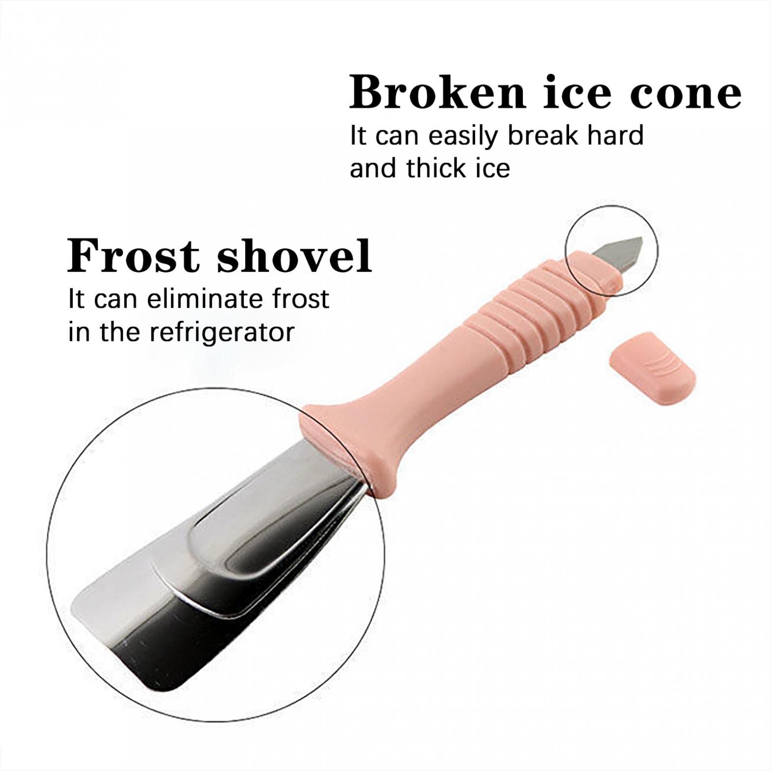 1 rascador de hielo para nevera, cocina, congelador, pala de acero inoxidable, multifuncional, accesorio práctico para el frigorífico.
