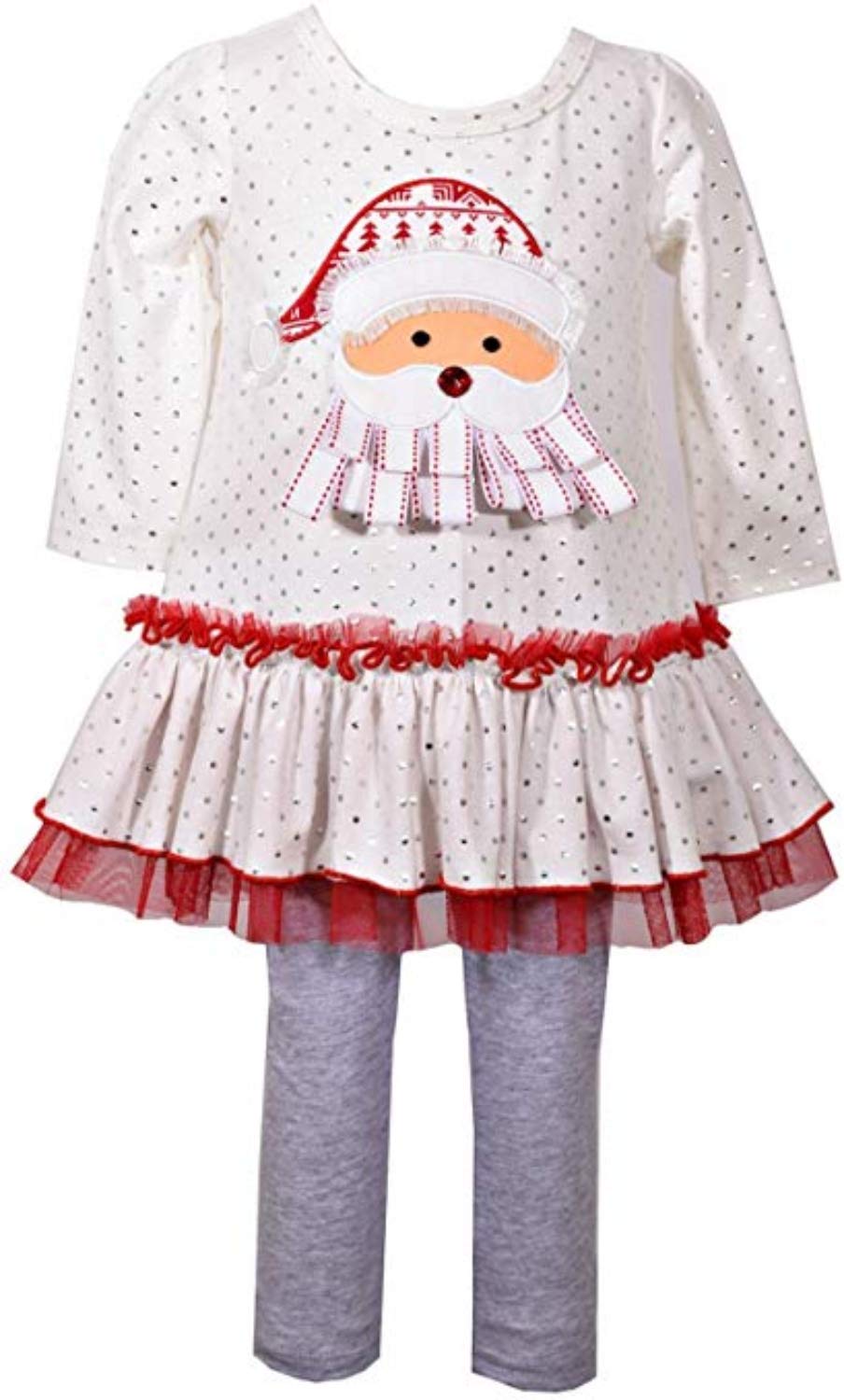 Bonnie Jean Girls Ivory Vintage Santa Tunic Legging Set (6-9 Months)