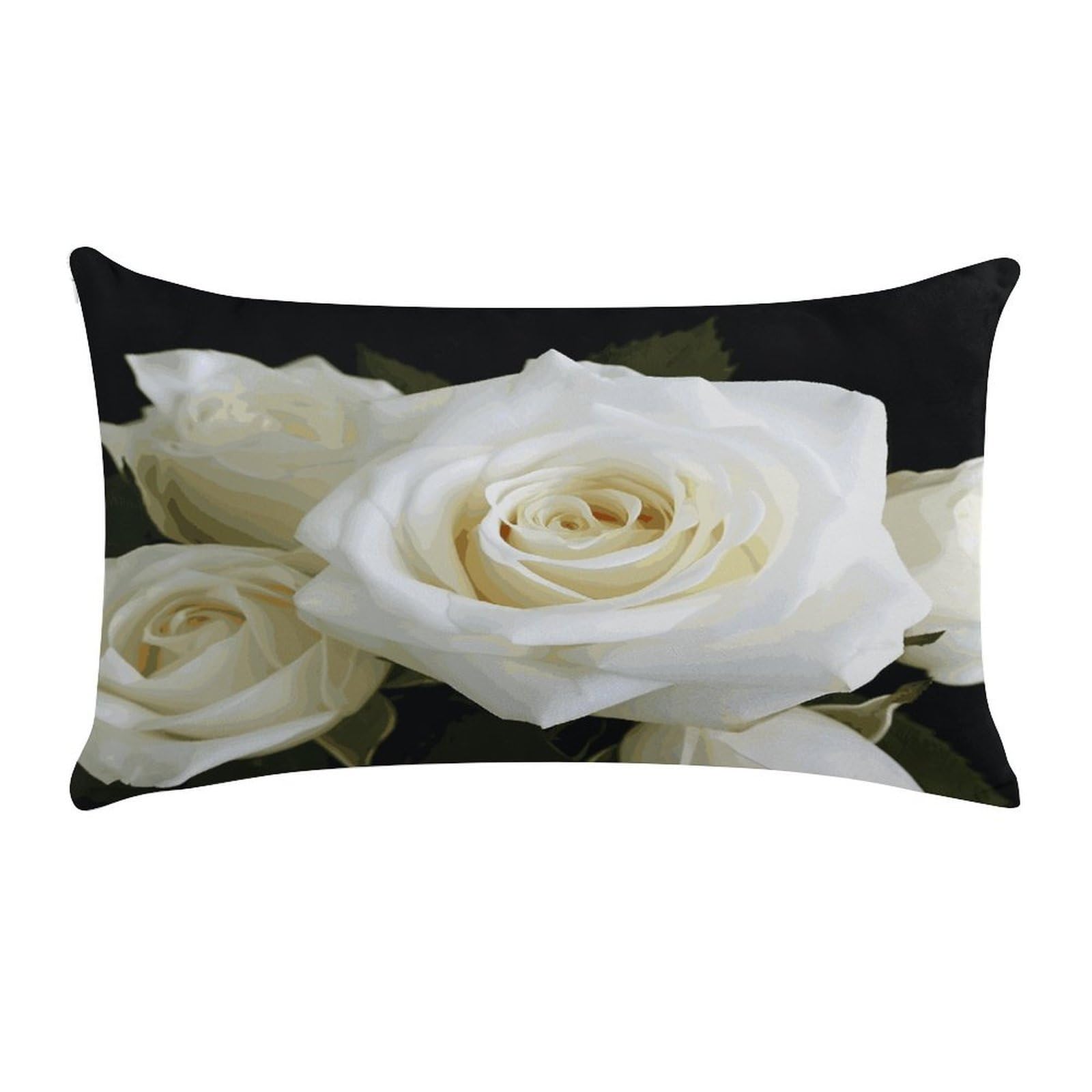 LDGSUPH White Rose Throw Pillow Cover with Zipper Long Throw Pillow Case Anti-Fading Pillow Protector Super Soft Decorative Cushion Case Exquisite Plush Pillowcase12 X 20 in