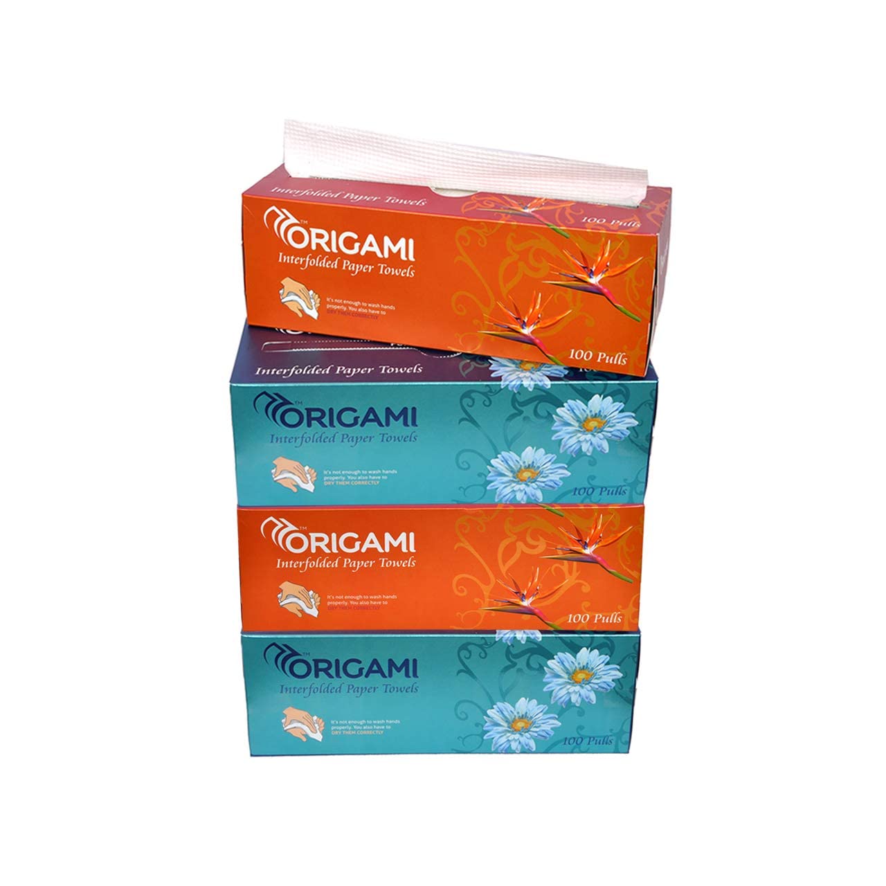 Origami So Soft 2 Ply Facial Tissue Paper/Tissue Box - 19 x 19 cm - 100 Pulls Per Box - Pack of 4-400 Pulls (800 Sheets)