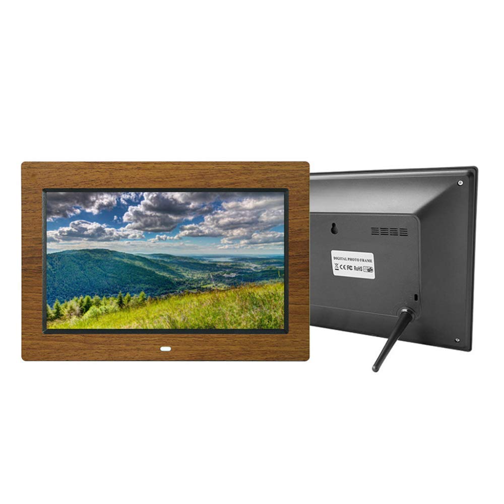 MYUYEE 10-Inch Led Lcd Digital Photo Frame, 1024X600 Full Hd Ips Display - Wooden Advertising Machine - Music, Video, And Picture Player, Black.