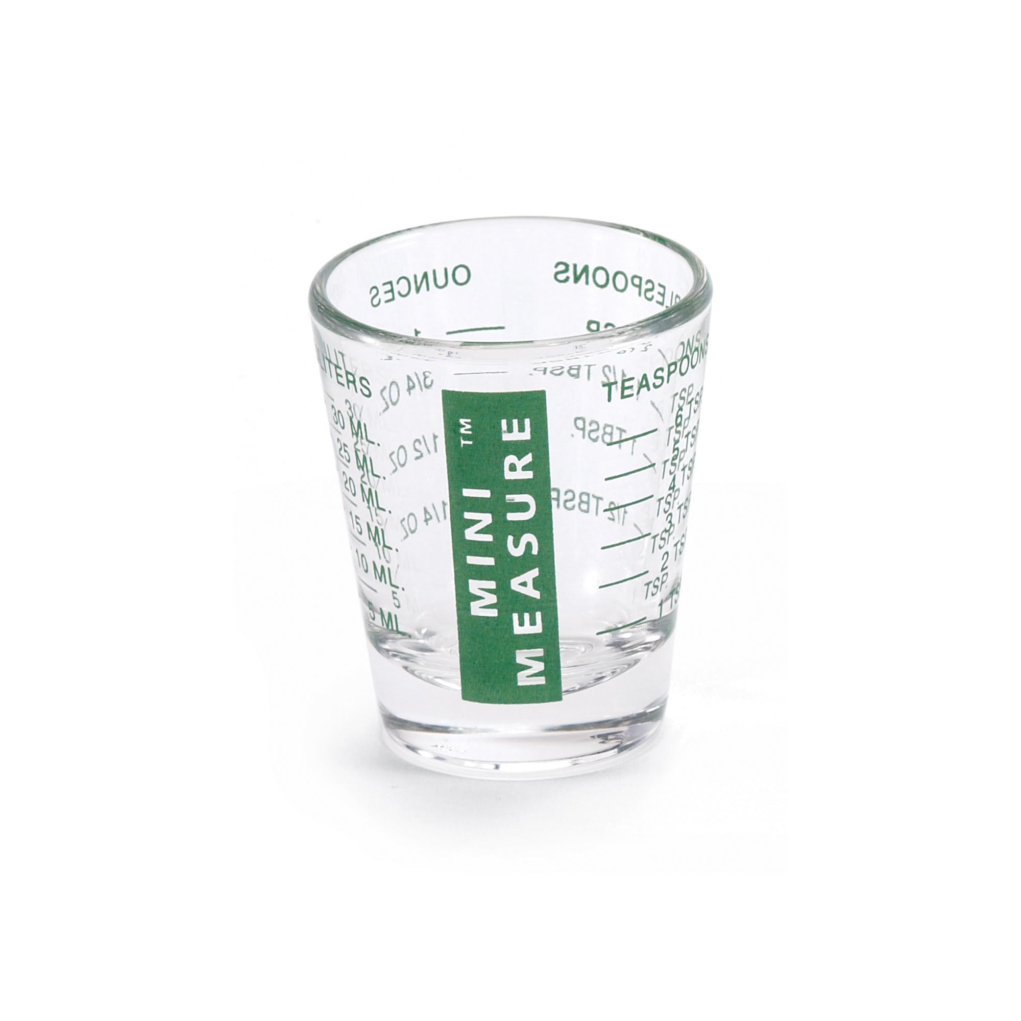 Kolder 13211 Mini Measure Heavy Glass, 20-Incremental Measurements Multi-Purpose Liquid and Dry Measuring Shot Glass, Red