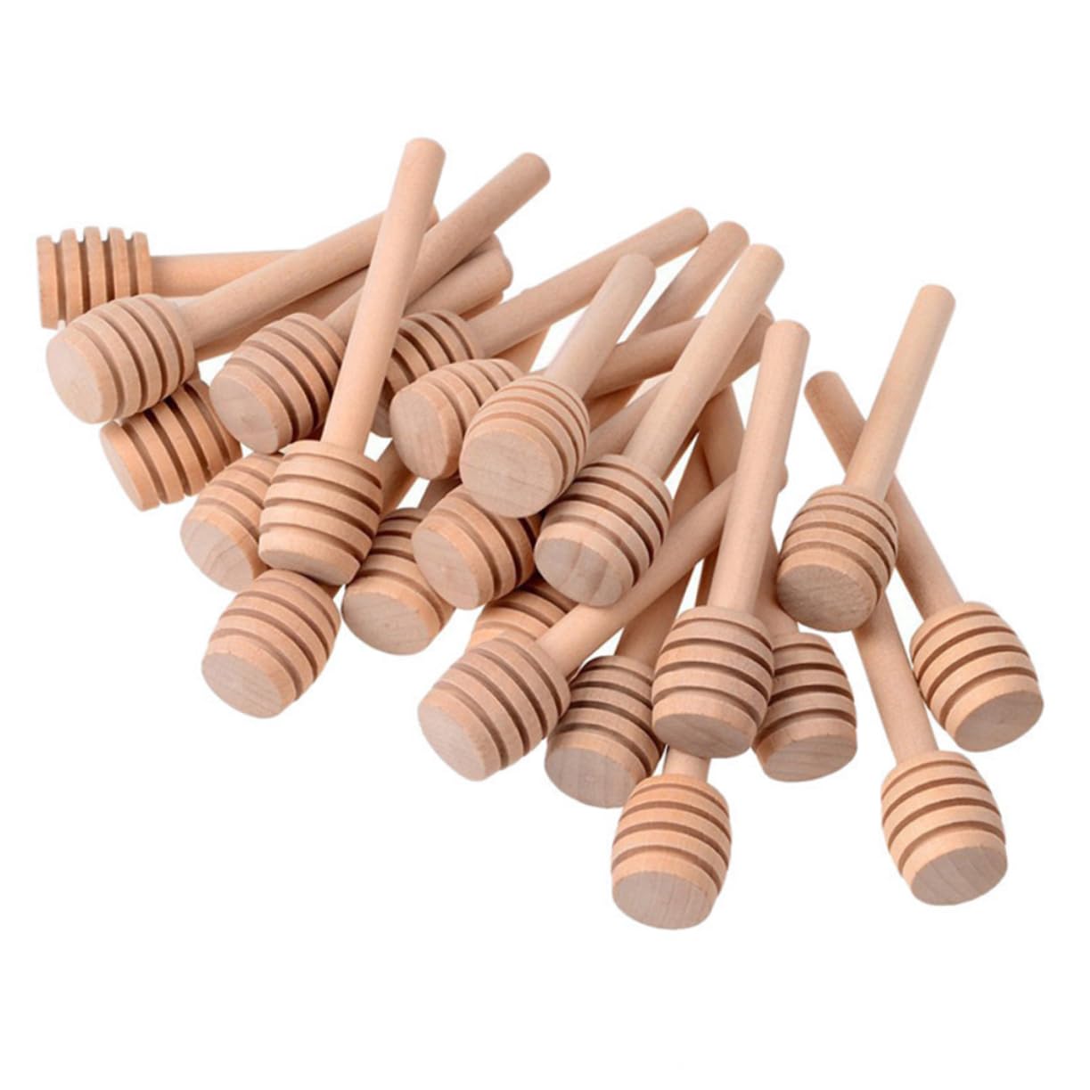Hemobllo 30Pcs Wooden Honey Dipper Sticks Honey Spoon Stirrer for Easy Honey Dispensing for Syrups and Viscous Substances for Everyday Use