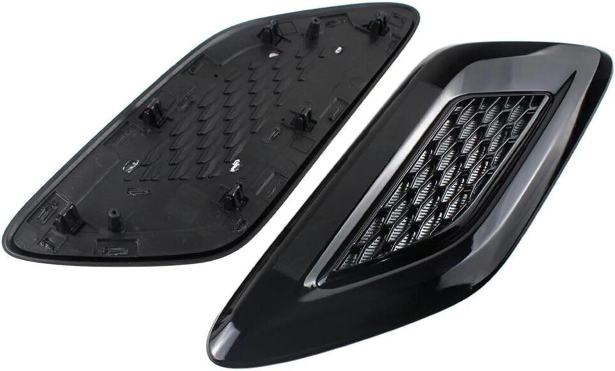 2PCS Front Hood Vent Air Grille Cover Fit For 2014 2015 2016 2017 Land Rover Range Rover Sport,Factory Style,Gloss Black