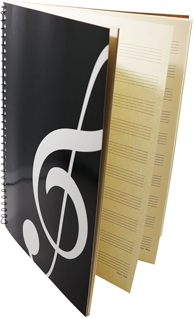MOREYES Blank Sheet Music Composition Manuscript Staff Notebook with 50 Pages 26x19cm (black)