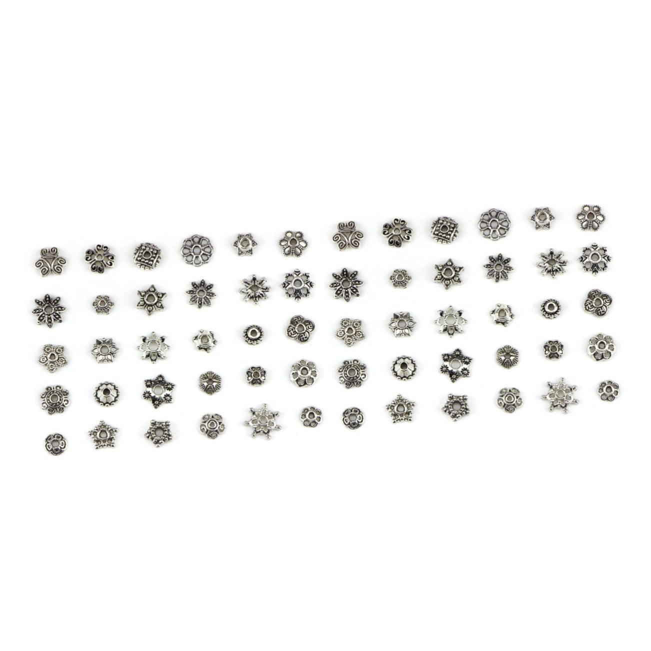COHEALI 600pezzi Perline Distanziatori Argento Con Ciondoli Fiore Accessori Per Creazione Gioielli Fai Da Te Collane Bracciali Ciondoli E Decorazioni Artistiche - 10
