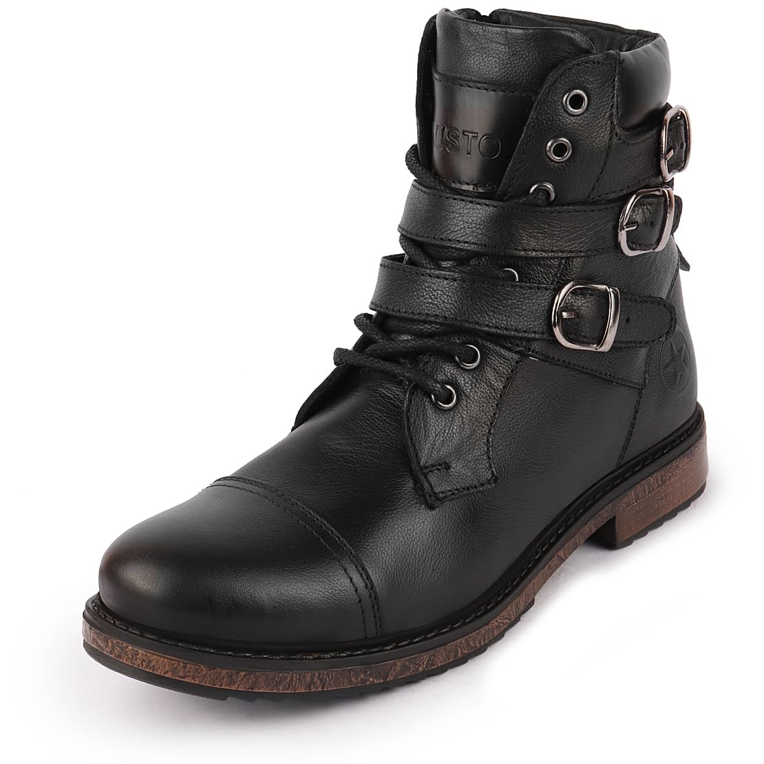 Fausto Zipper Lace Up Boots Fausto Mens High Ankle Genuine Leather